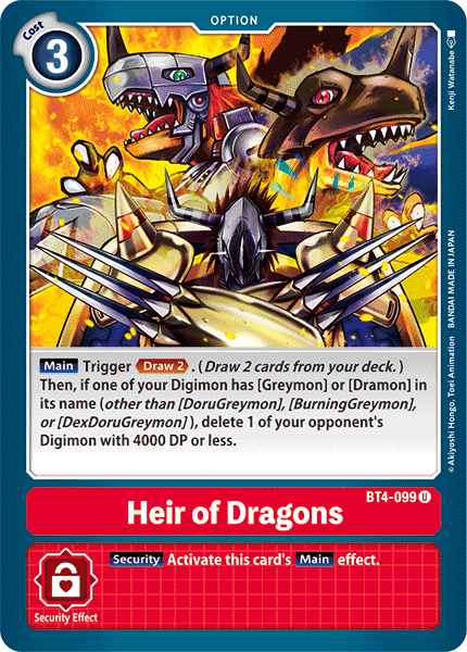 Heir of Dragons [BT4-099] [Great Legend] | Total Play