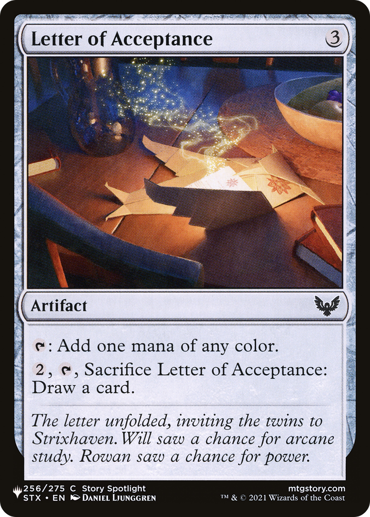 Letter of Acceptance [The List Reprints] | Total Play