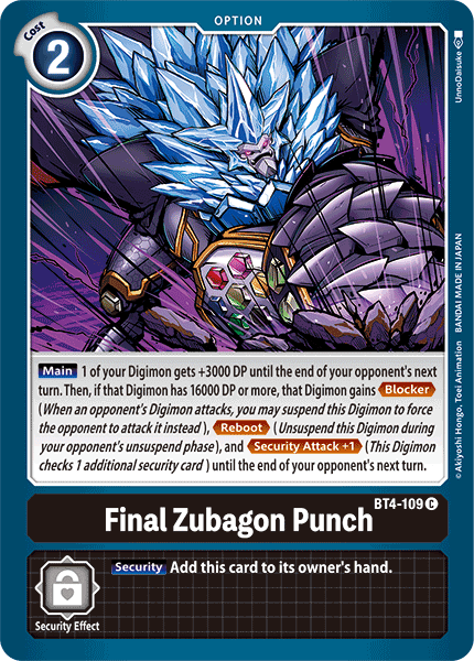 Final Zubagon Punch [BT4-109] [Great Legend] | Total Play