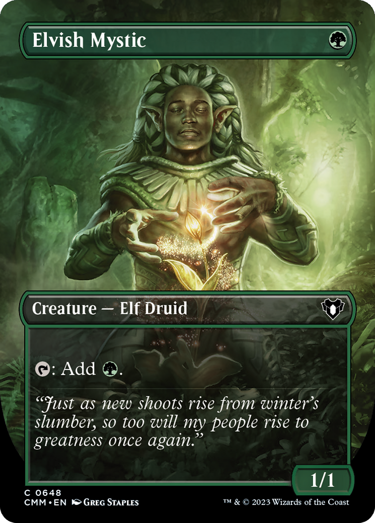 Elvish Mystic (Borderless Alternate Art) [Commander Masters] | Total Play