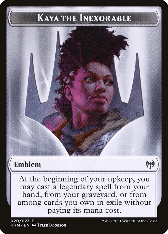 Human Warrior // Kaya, the Inexorable Emblem Double-Sided Token [Kaldheim Tokens] | Total Play