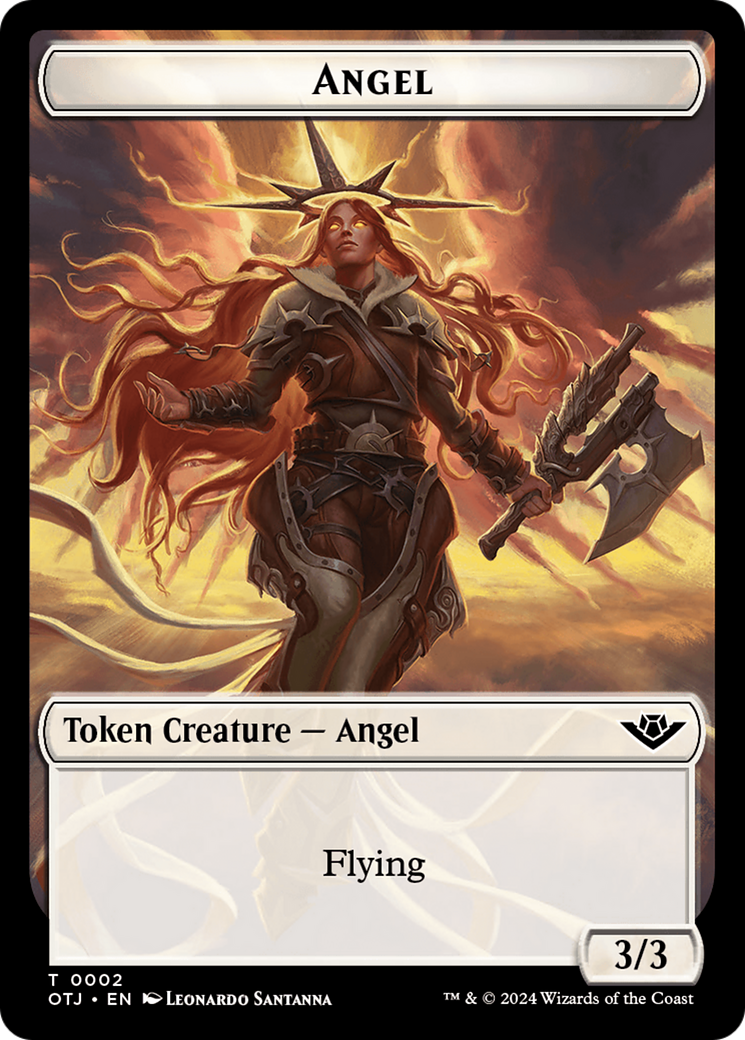 Mercenary // Angel Double-Sided Token [Outlaws of Thunder Junction Tokens] | Total Play