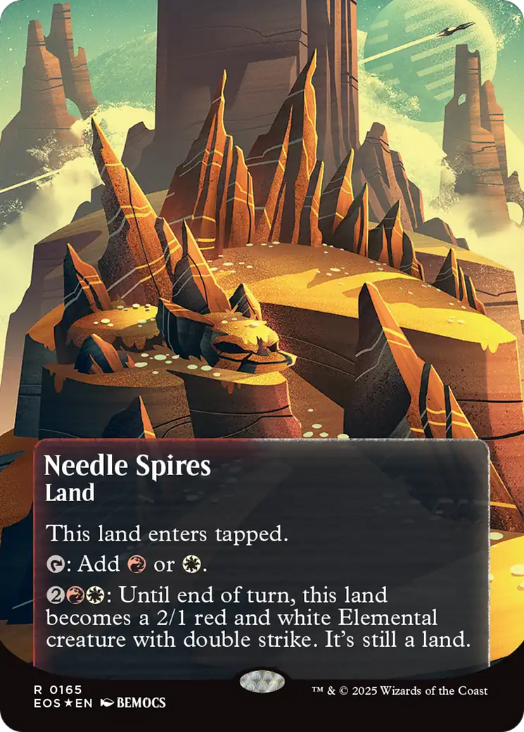 Needle Spires (0165) (Borderless) (Galaxy Foil) [Edge of Eternities: Stellar Sights] | Total Play