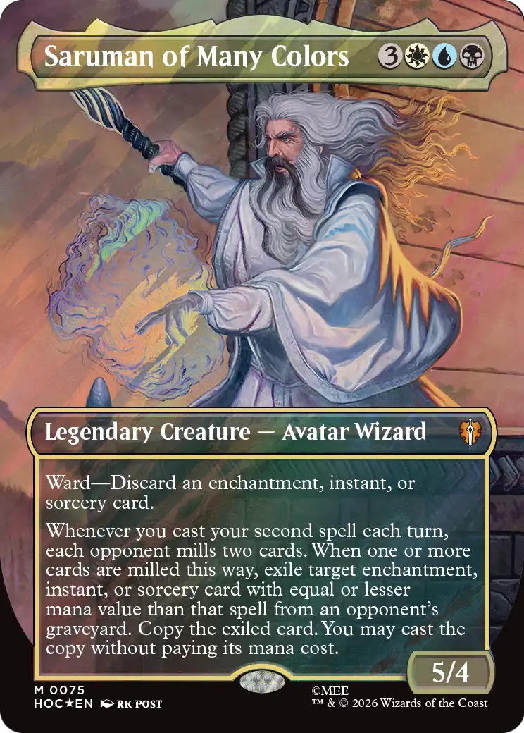 Saruman of Many Colors (Borderless) (Surge Foil) [The Hobbit: Eternal-Legal] | Total Play
