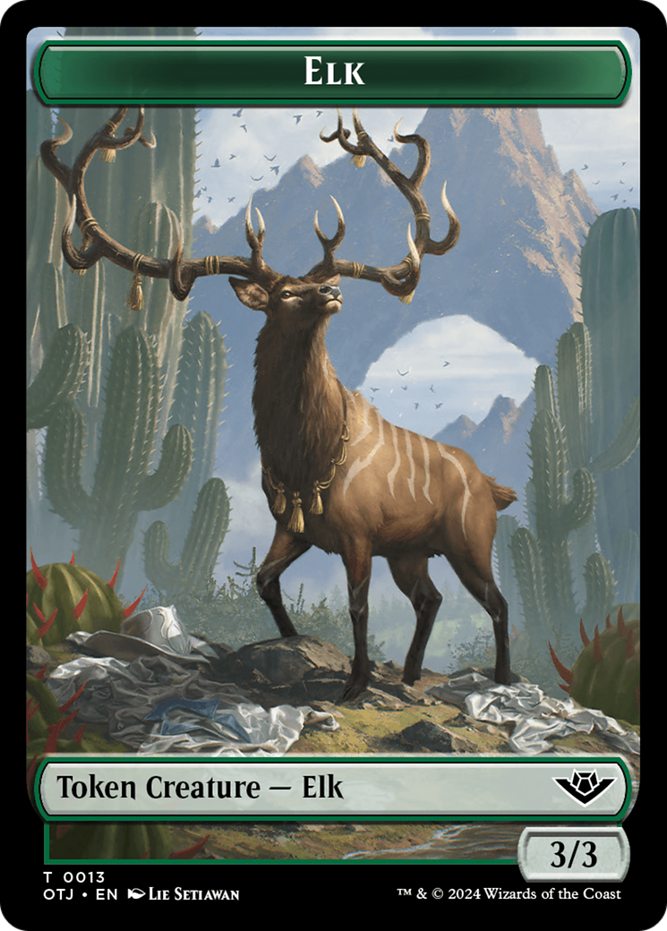 Treasure // Elk Double-Sided Token [Outlaws of Thunder Junction Tokens] | Total Play