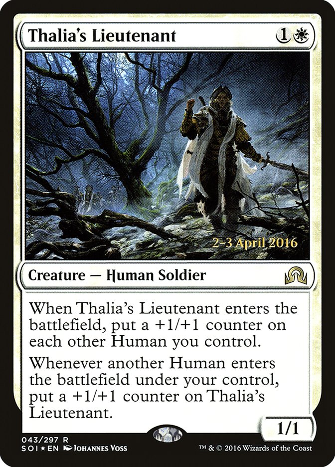 Thalia's Lieutenant [Shadows over Innistrad Prerelease Promos] | Total Play