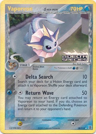 Vaporeon (18/113) (Delta Species) (Stamped) [EX: Delta Species] | Total Play