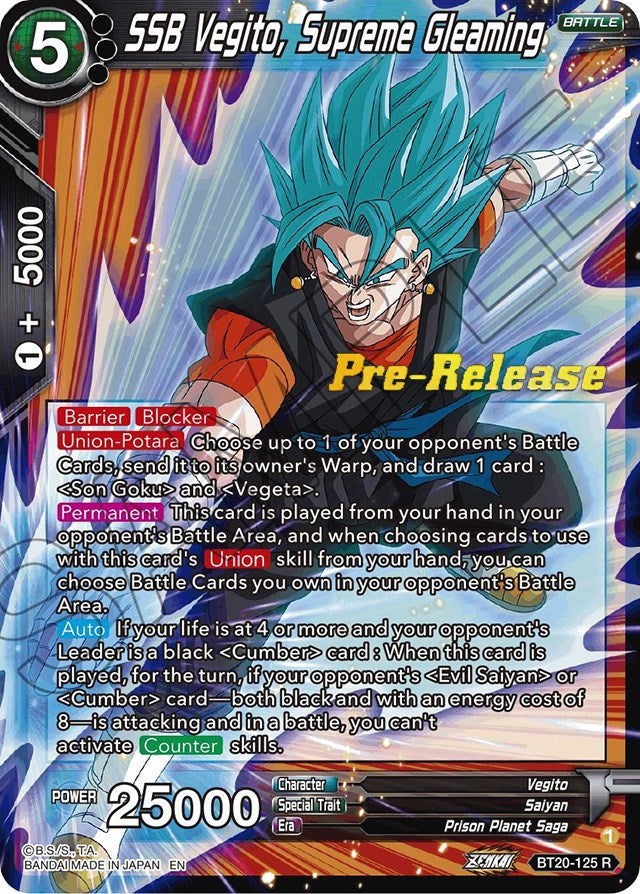 SSB Vegito, Supreme Gleaming (BT20-125) [Power Absorbed Prerelease Promos] | Total Play