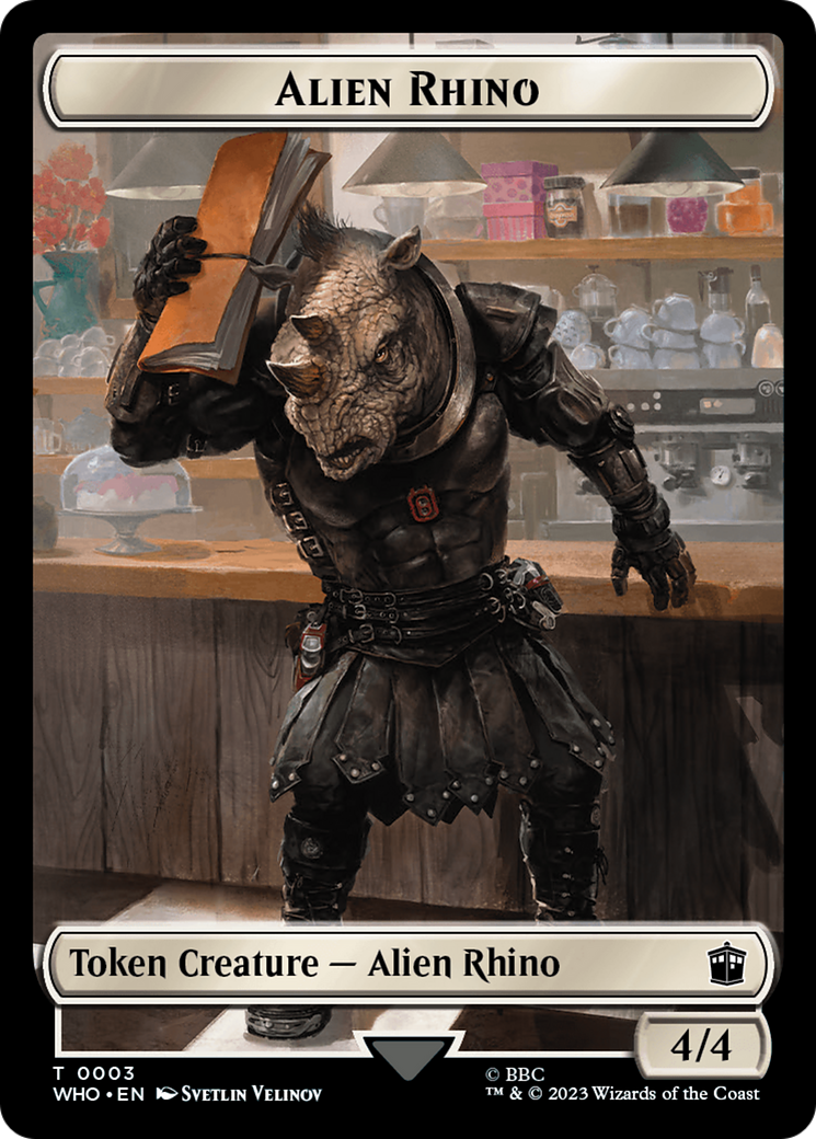 Alien Rhino // Alien Salamander Double-Sided Token (Surge Foil) [Doctor Who Tokens] | Total Play