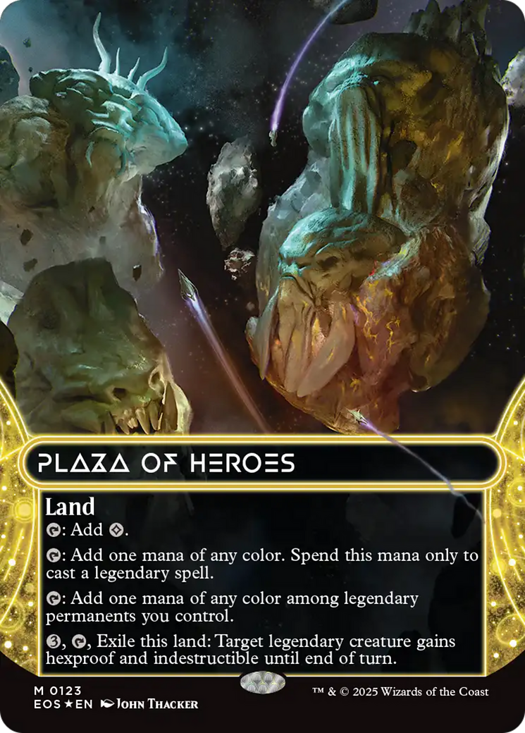 Plaza of Heroes (0123) (Borderless) (Galaxy Foil) [Edge of Eternities: Stellar Sights] | Total Play
