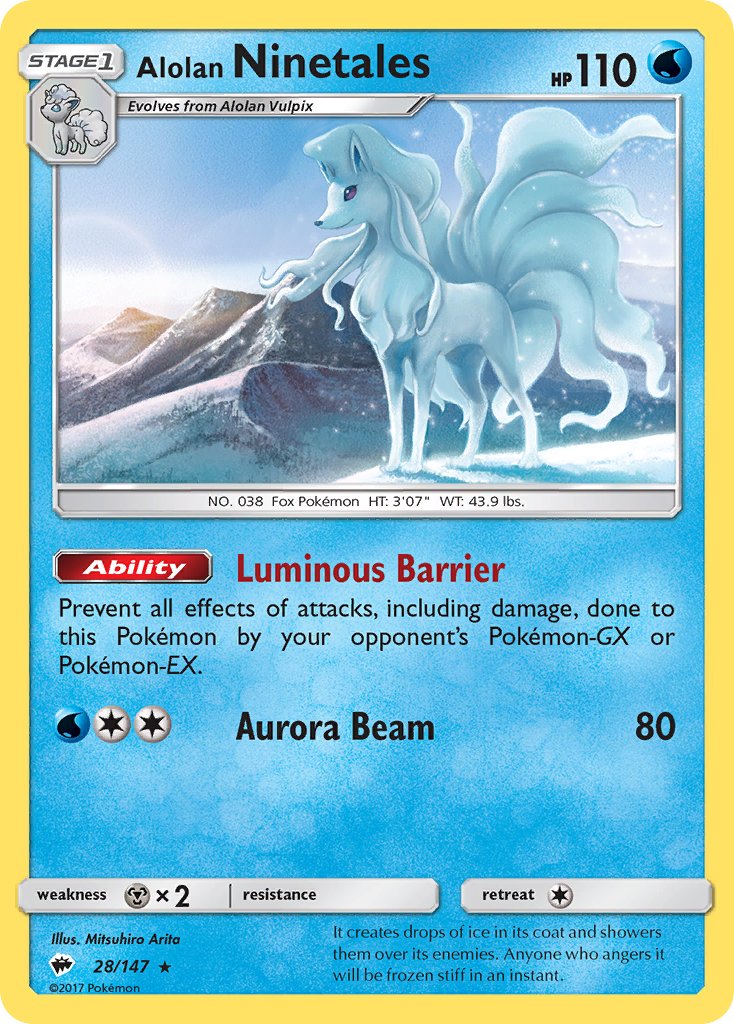 Alolan Ninetales (28/147) (Cracked Ice Holo) (Theme Deck Exclusive) [Sun & Moon: Burning Shadows] | Total Play