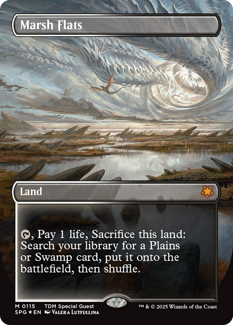 Marsh Flats (Borderless) (Dragonscale Foil) [Tarkir: Dragonstorm Special Guests] | Total Play