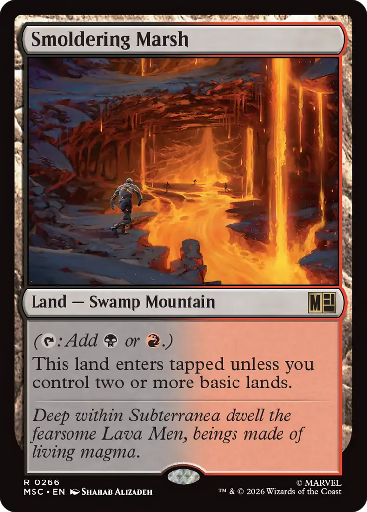 Smoldering Marsh (Surge Foil) [Marvel Super Heroes Commander] | Total Play