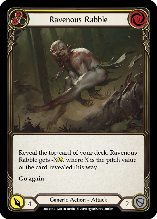 Ravenous Rabble (Yellow) [ARC192-C] (Arcane Rising)  1st Edition Rainbow Foil | Total Play