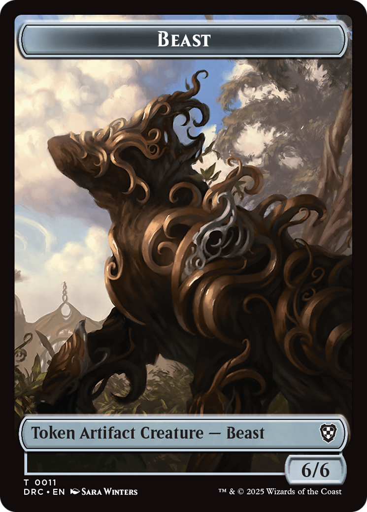 Construct // Beast (0011) Double-Sided Token [Aetherdrift Commander Tokens] | Total Play