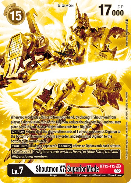 Shoutmon X7: Superior Mode [BT12-112] (Alternate Art - Gold) [Across Time] | Total Play