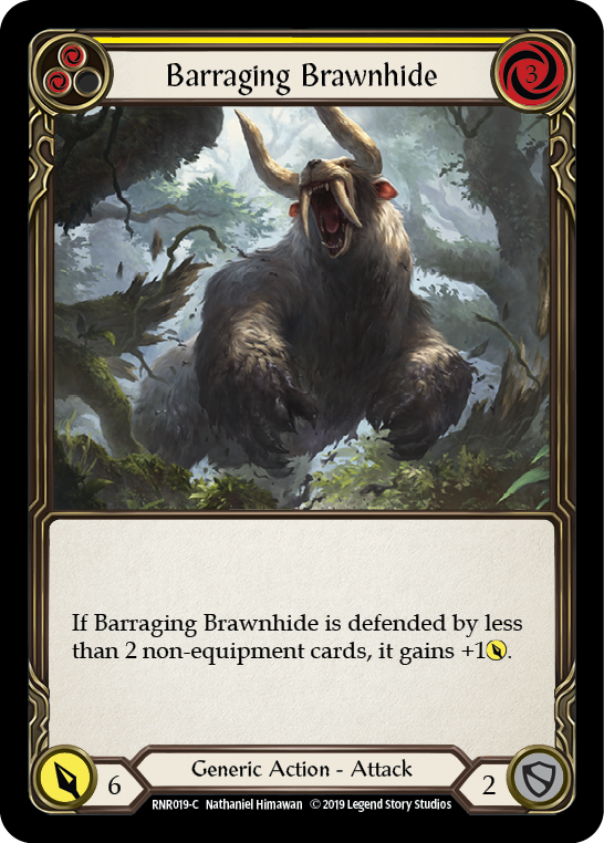 Barraging Brawnhide (Yellow) [RNR019-C] (Rhinar Hero Deck)  1st Edition Normal | Total Play