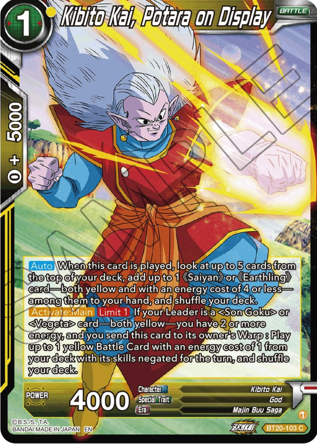 Kibito Kai, Potara on Display (BT20-103) [Power Absorbed] | Total Play