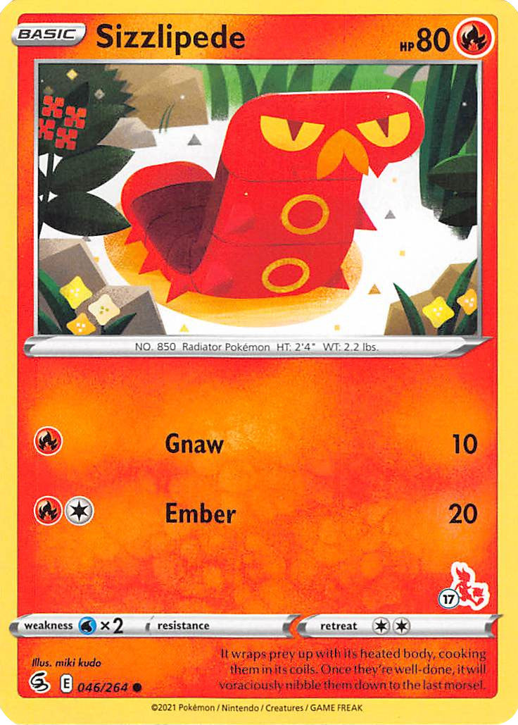 Sizzlipede (046/264) (Cinderace Stamp #17) [Battle Academy 2022] | Total Play