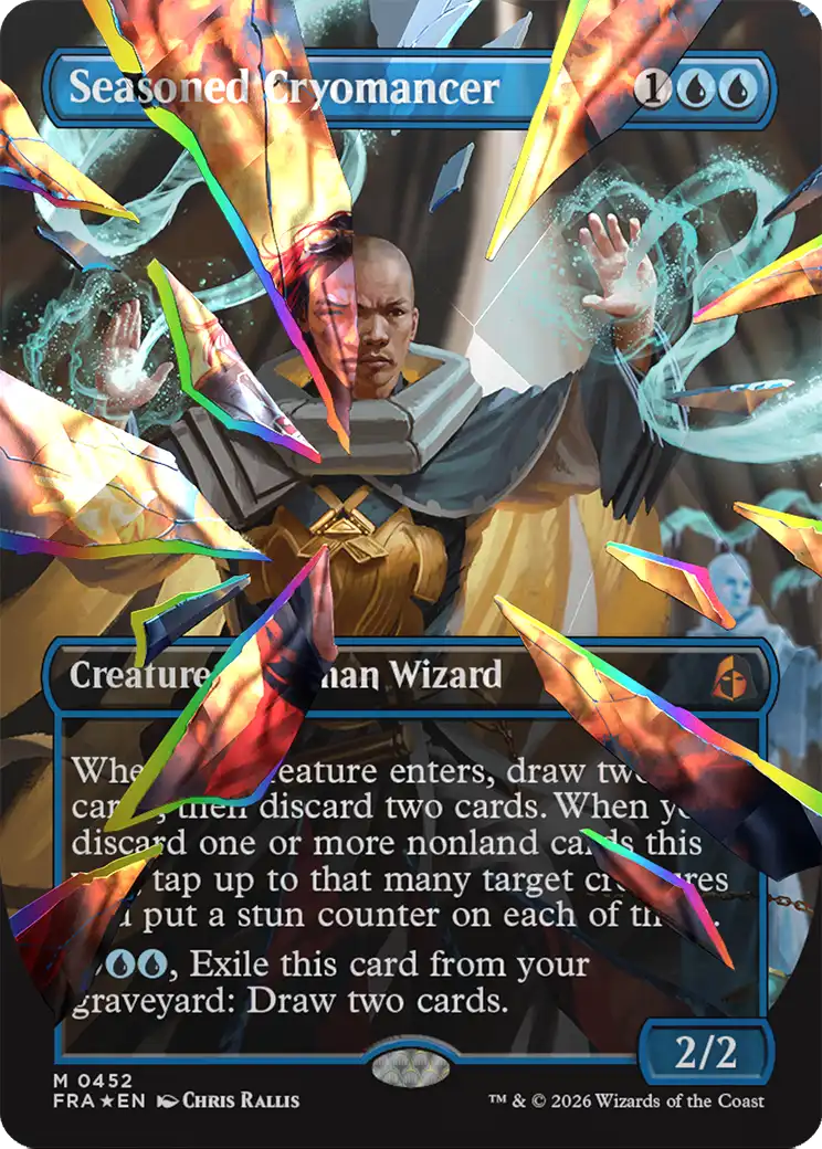 Seasoned Cryomancer (Borderless) (Facet Foil) (0452) [Reality Fracture] | Total Play
