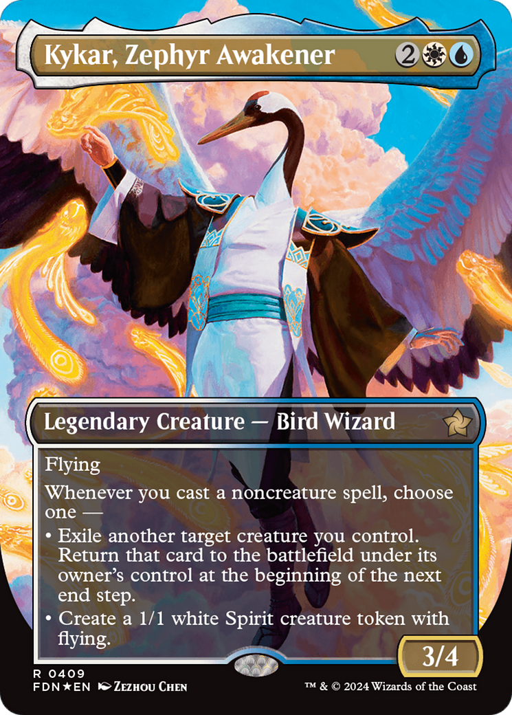 Kykar, Zephyr Awakener (Borderless) (Mana Foil) [Foundations] | Total Play