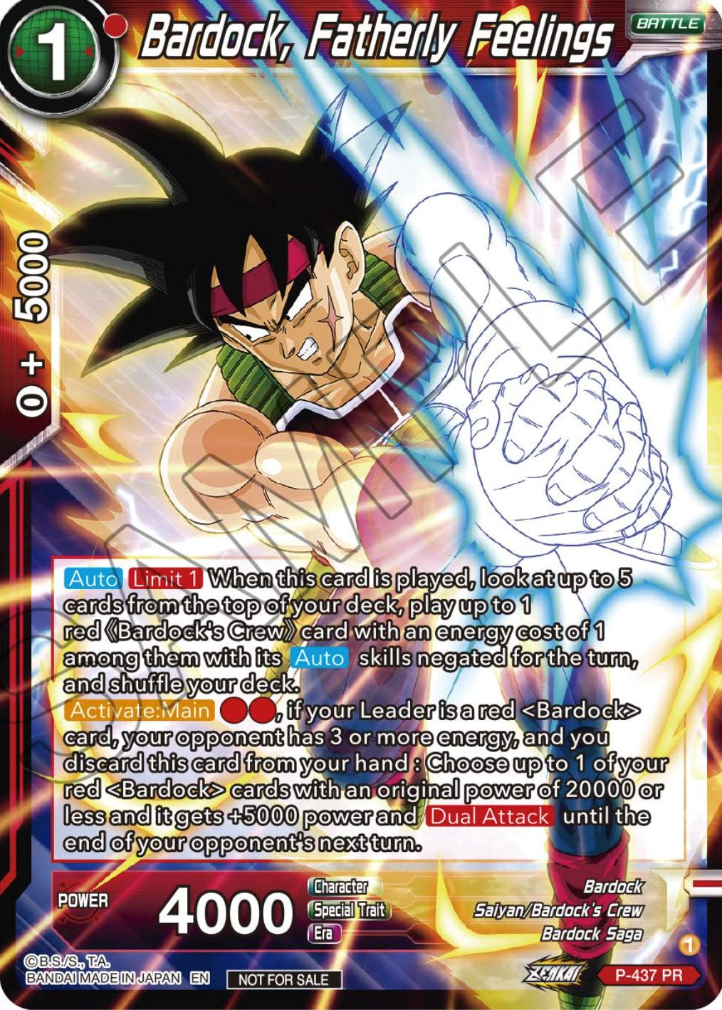 Bardock, Fatherly Feelings (Zenkai Series Tournament Pack Vol.2) (P-437) [Tournament Promotion Cards] | Total Play