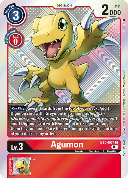 Agumon [BT5-007] (New Awakening Pre-Release Tournament Winner Card) [New Awakening Pre-Release Promos] | Total Play