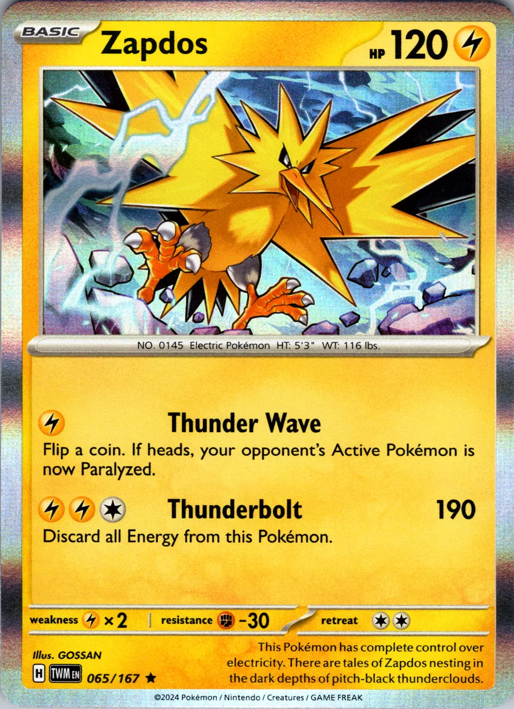 Zapdos (065/167) [Scarlet & Violet: Twilight Masquerade] | Total Play