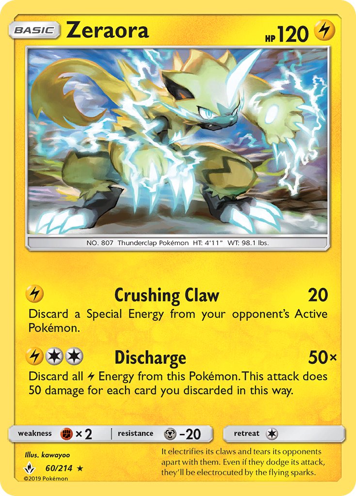 Zeraora (60/214) (Cracked Ice Holo) (Theme Deck Exclusive) [Sun & Moon: Unbroken Bonds] | Total Play