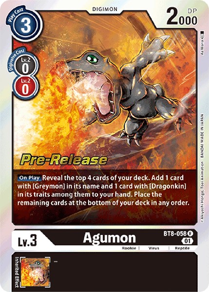 Agumon [BT8-058] [New Awakening Pre-Release Cards] | Total Play