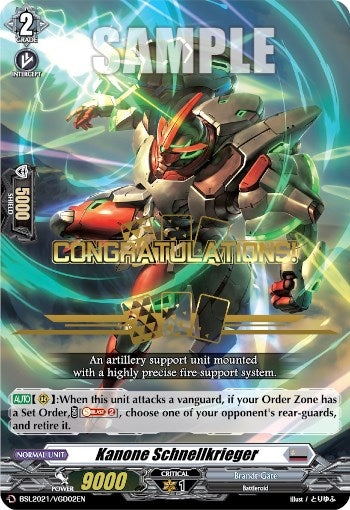 Kanone Schnellkrieger (Hot Stamped) (BSL2021/VGD02EN) [Bushiroad Event Cards] | Total Play