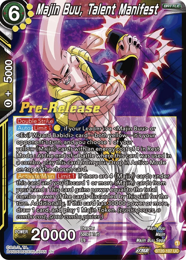 Majin Buu, Talent Manifest (BT20-107) [Power Absorbed Prerelease Promos] | Total Play