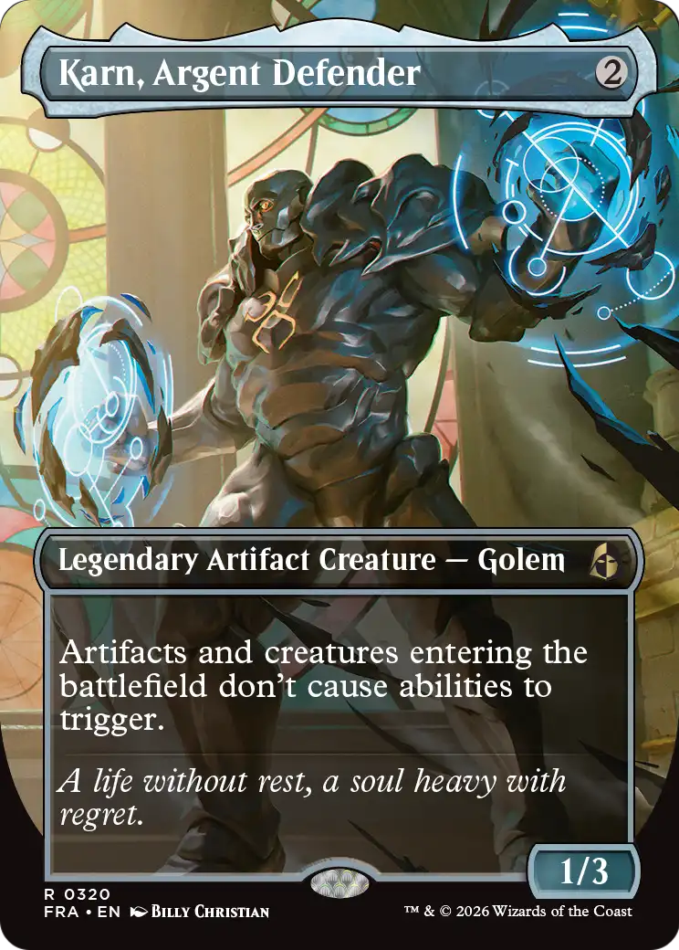 Karn, Argent Defender (Borderless) [Reality Fracture] | Total Play