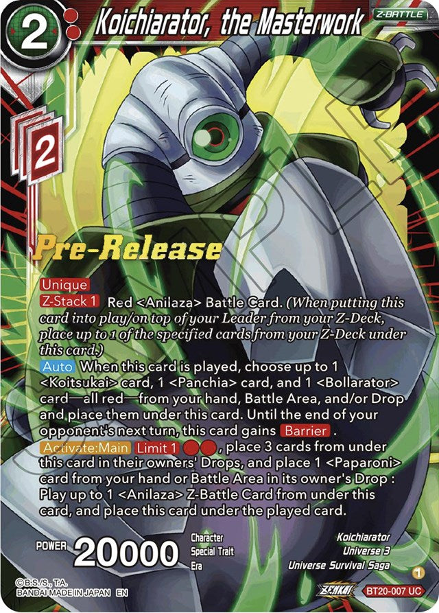 Koichiarator, the Masterwork (BT20-007) [Power Absorbed Prerelease Promos] | Total Play