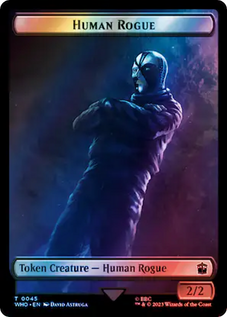 Human Rogue // Dinosaur Double-Sided Token (Surge Foil) [Doctor Who Tokens] | Total Play