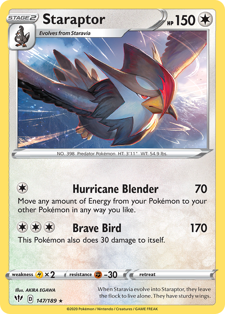 Staraptor (147/189) [Sword & Shield: Darkness Ablaze] | Total Play