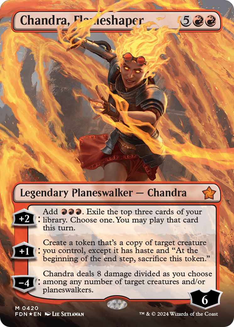 Chandra, Flameshaper (Borderless) (Mana Foil) [Foundations] | Total Play