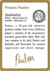 1996 Preston Poulter Biography Card [World Championship Decks] | Total Play