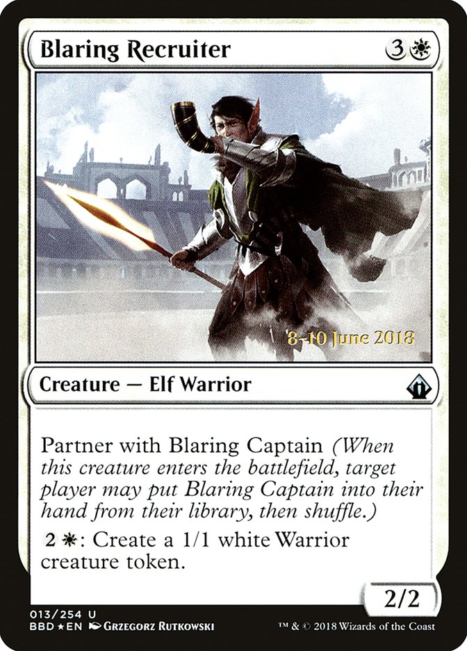 Blaring Recruiter (Prerelease) [Battlebond Prerelease Promos] | Total Play