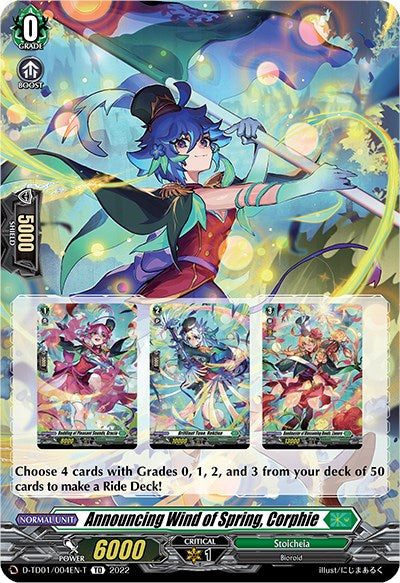 Announcing Wind of Spring, Corphie (Tutorial Card) (D-TD01/004EN-T) [Urara Haneyama -Bandmaster of Blossoming Bonds-] | Total Play
