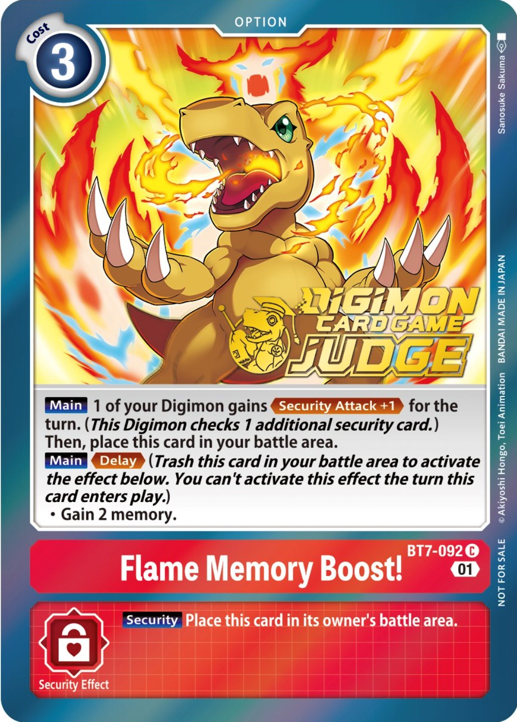 Flame Memory Boost! [BT7-092] (Judge Pack 3) [Next Adventure Promos] | Total Play