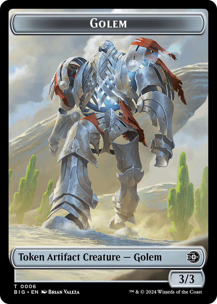 Treasure // Golem Double-Sided Token [Outlaws of Thunder Junction Tokens] | Total Play