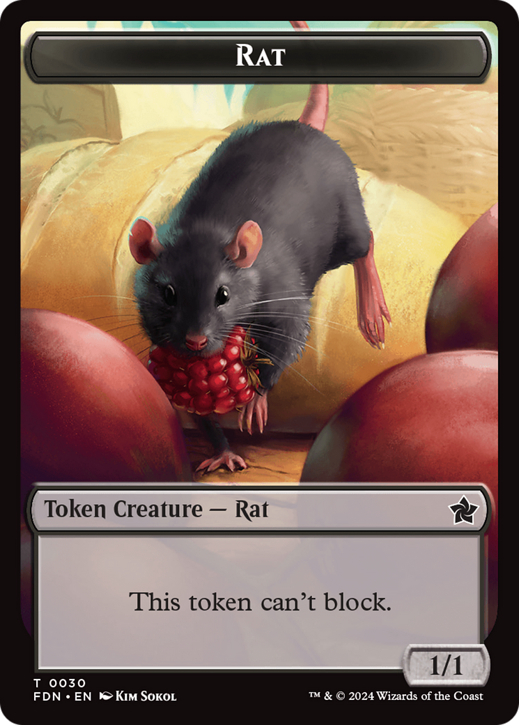 Elf Warrior // Rat (0030) Double-Sided Token [Foundations Tokens] | Total Play