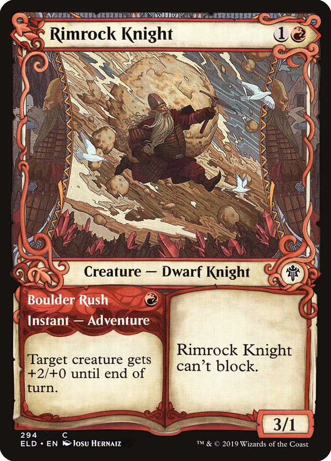 Rimrock Knight // Boulder Rush (Showcase) [Throne of Eldraine] | Total Play