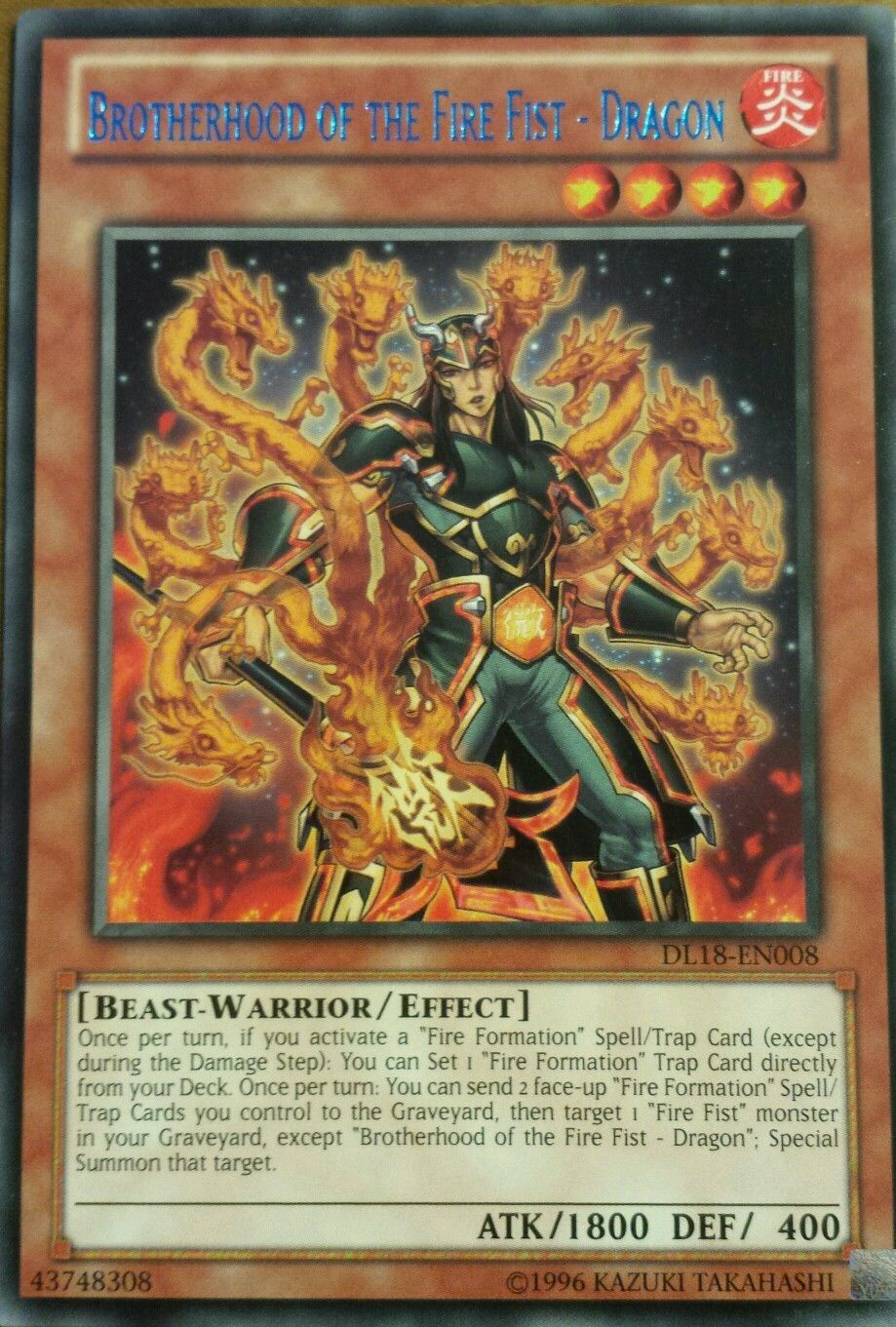 Brotherhood of the Fire Fist - Dragon (Blue) [DL18-EN008] Rare | Total Play