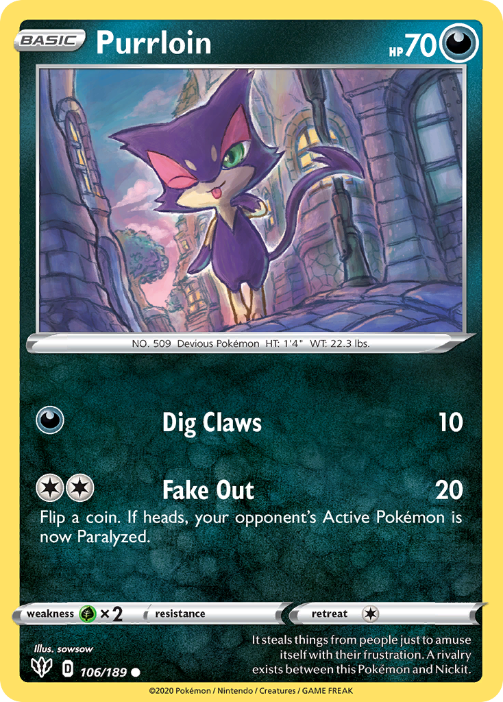 Purrloin (106/189) [Sword & Shield: Darkness Ablaze] | Total Play