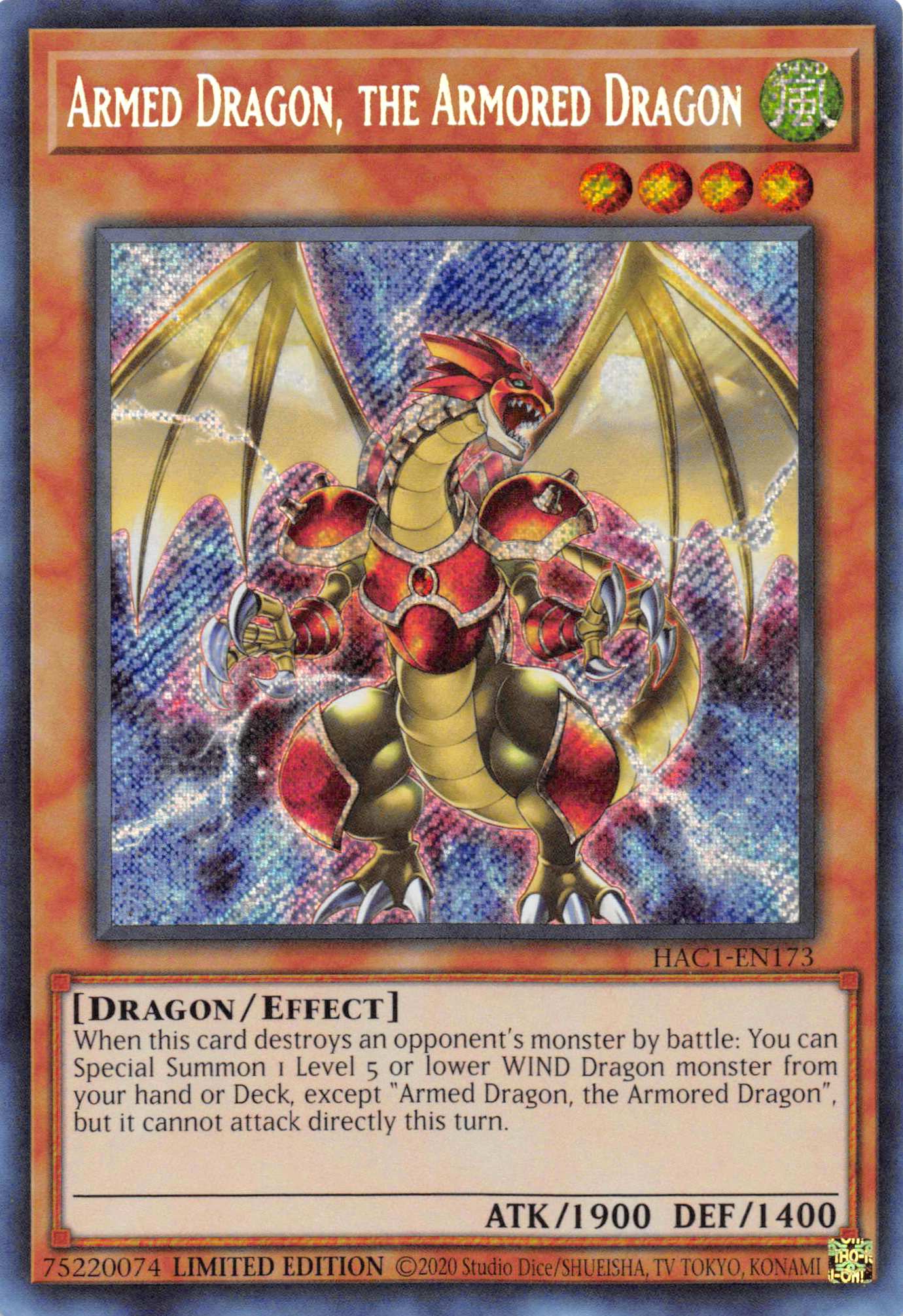 Armed Dragon, the Armored Dragon [HAC1-EN173] Secret Rare | Total Play