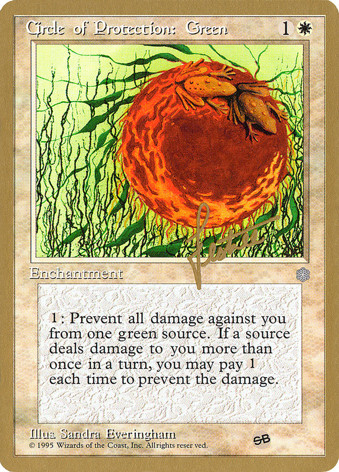 Circle of Protection: Green (Bertrand Lestree) (SB) (ICE) [Pro Tour Collector Set] | Total Play
