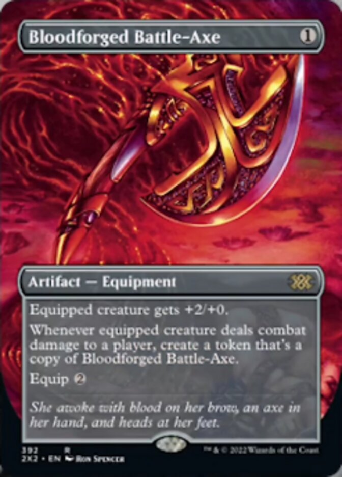 Bloodforged Battle-Axe (Borderless Alternate Art) [Double Masters 2022] | Total Play