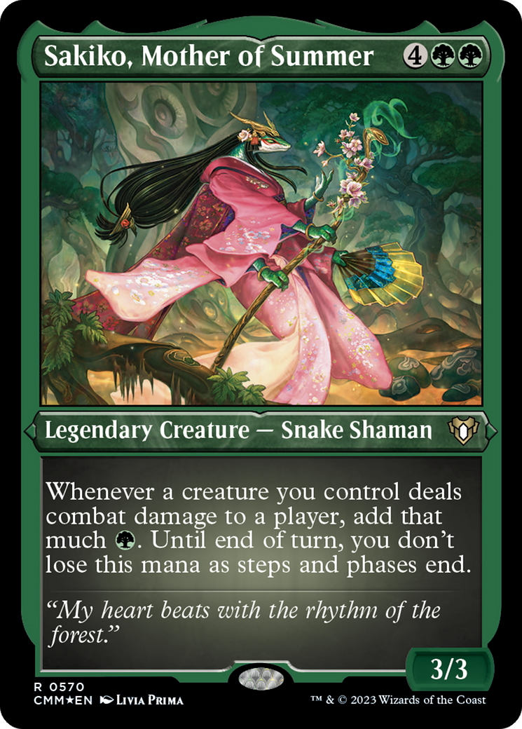 Sakiko, Mother of Summer (Foil Etched) [Commander Masters] | Total Play